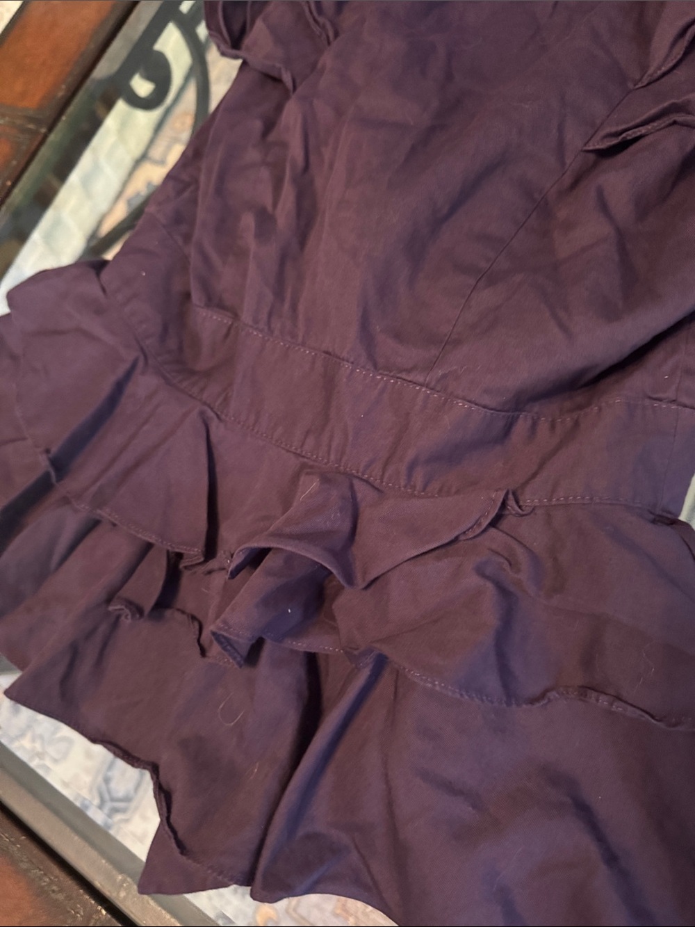 Vintage elevenses Plum Tie-Front Ruffle Peplum Blouse - Picture 6 of 6